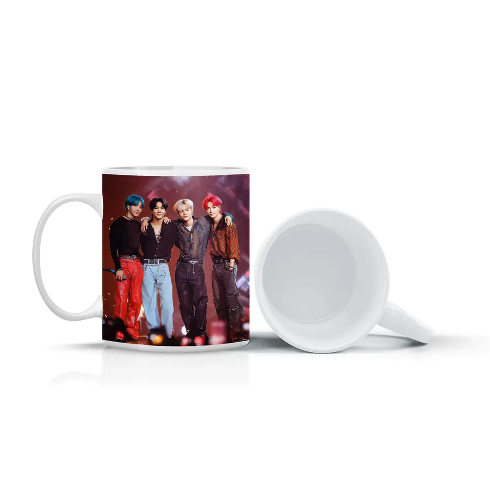 K-Pop Boy Group Concert Stage Red Background – Mugs