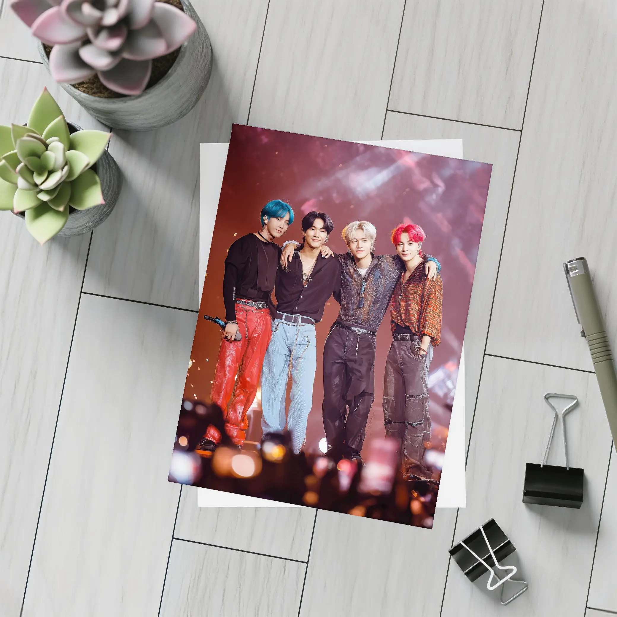K-Pop Boy Group Concert Stage Red Background – Postcards