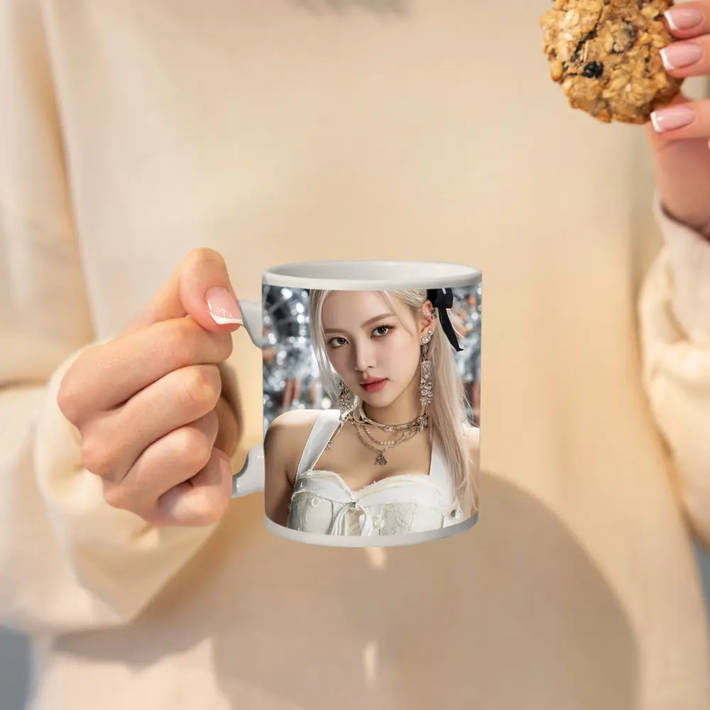 K-Pop Girl White Dress Silver Balloons – Mugs