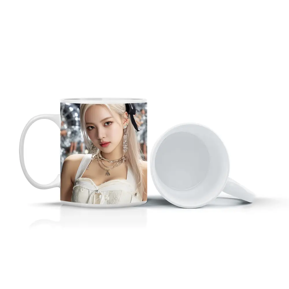 K-Pop Girl White Dress Silver Balloons – Mugs