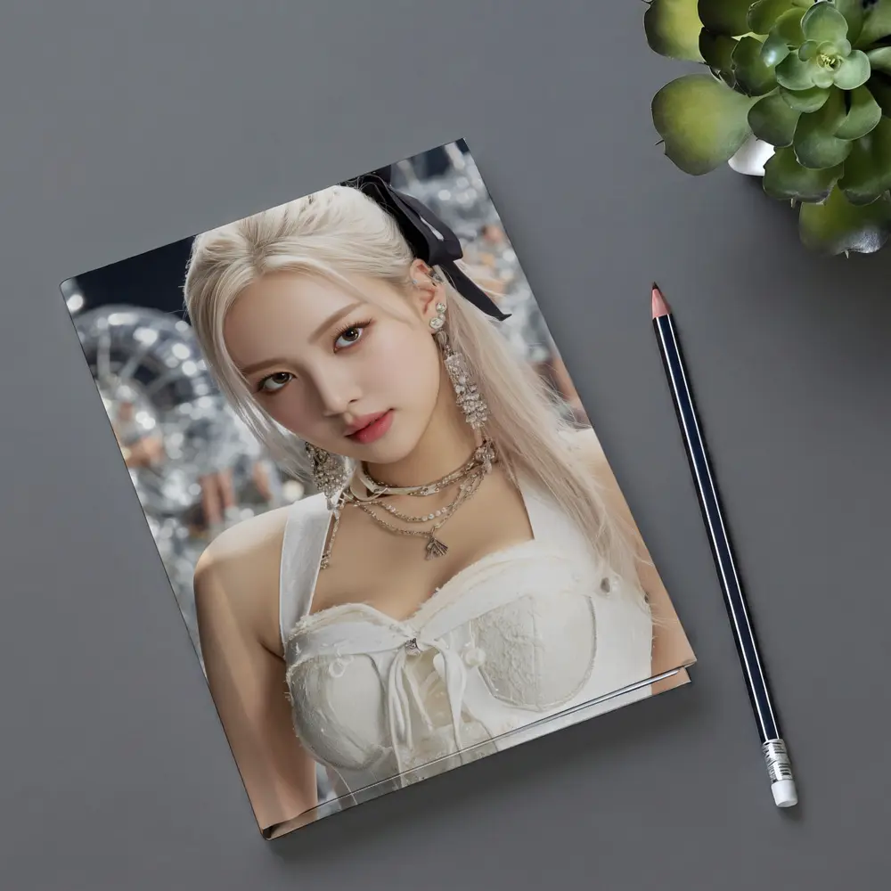 K-Pop Girl White Dress Silver Balloons – Notebooks