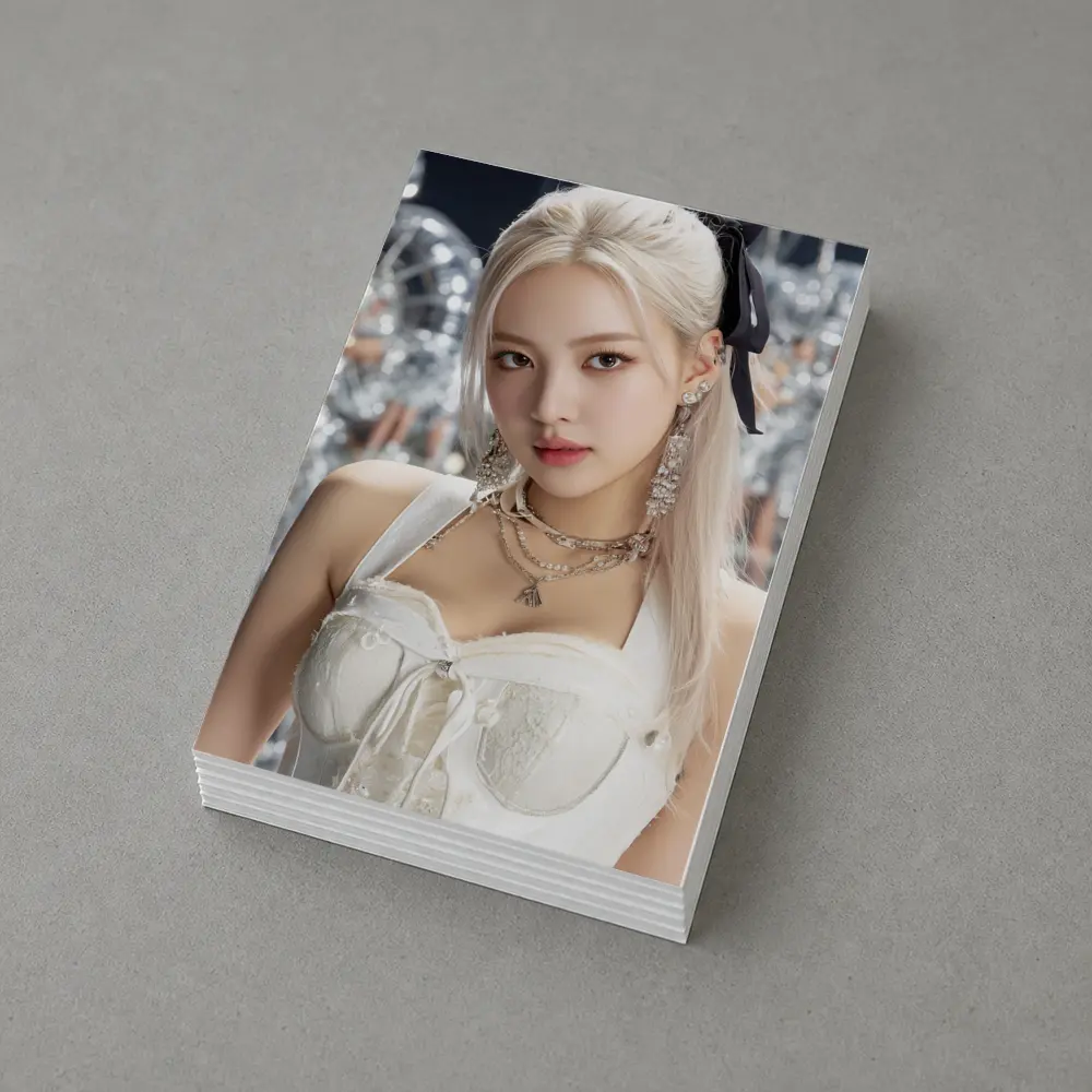 K-Pop Girl White Dress Silver Balloons – Postcards