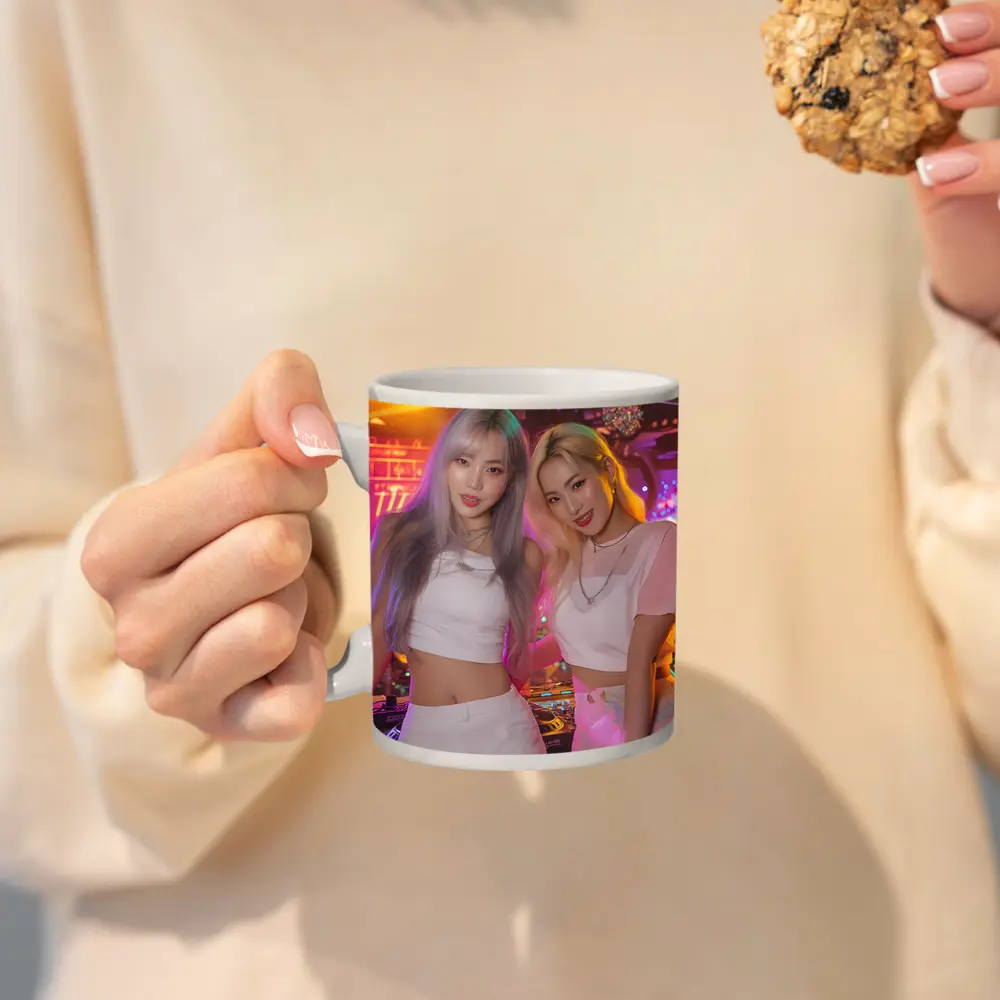 Two K-Pop Girls Neon Club Night – Mugs