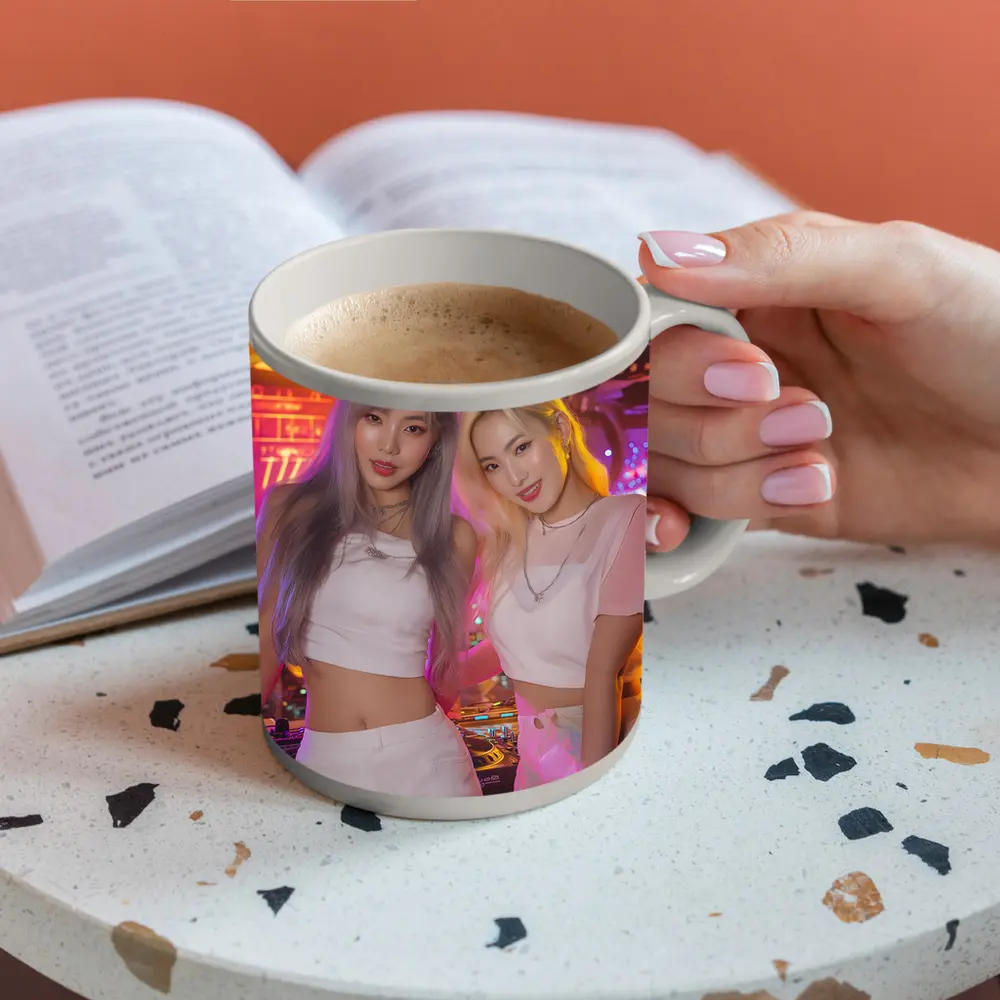 Two K-Pop Girls Neon Club Night – Mugs