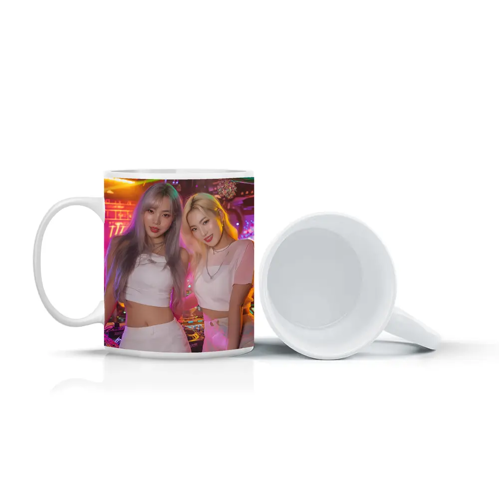 Two K-Pop Girls Neon Club Night – Mugs