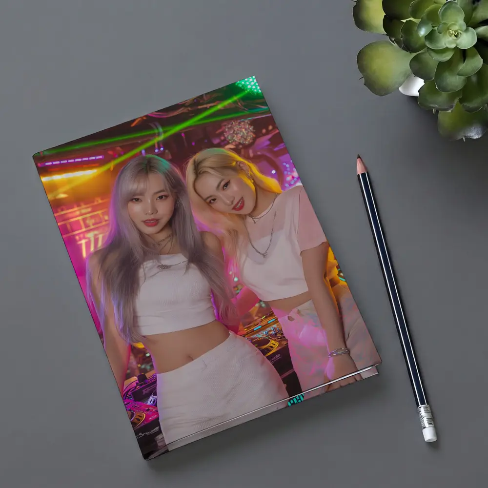 Two K-Pop Girls Neon Club Night – Notebooks