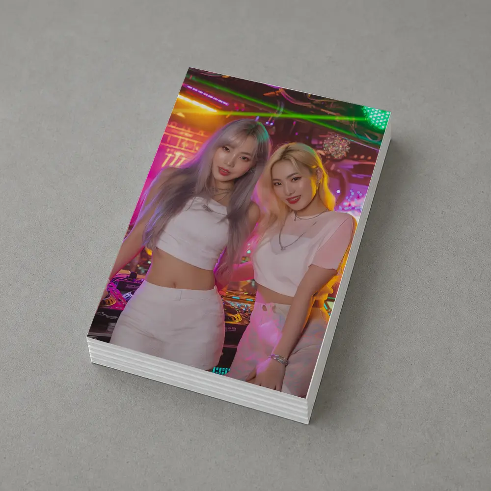 Two K-Pop Girls Neon Club Night – Postcards