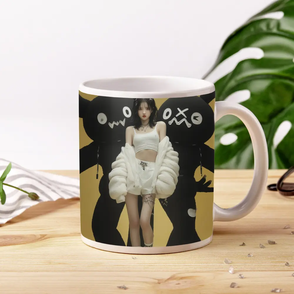 K-Pop Girl Black Monsters Yellow Background – Mugs