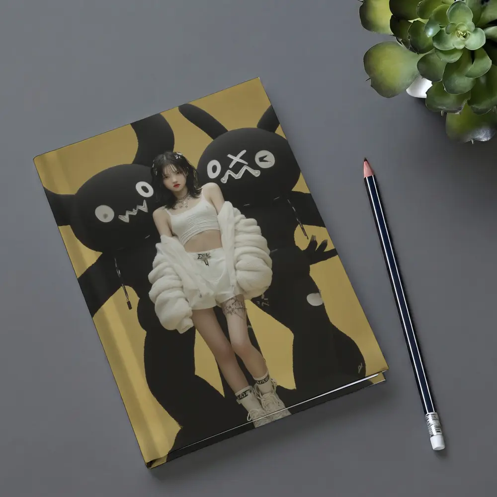 K-Pop Girl Black Monsters Yellow Background – Notebooks