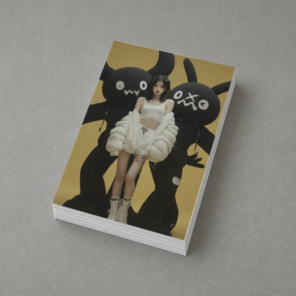 K-Pop Girl Black Monsters Yellow Background – Postcards