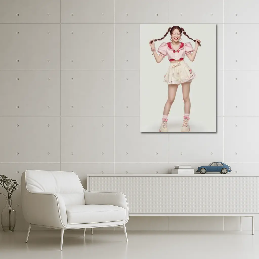 Cute Korean Girl Pink Sailor Outfit – Wall Art