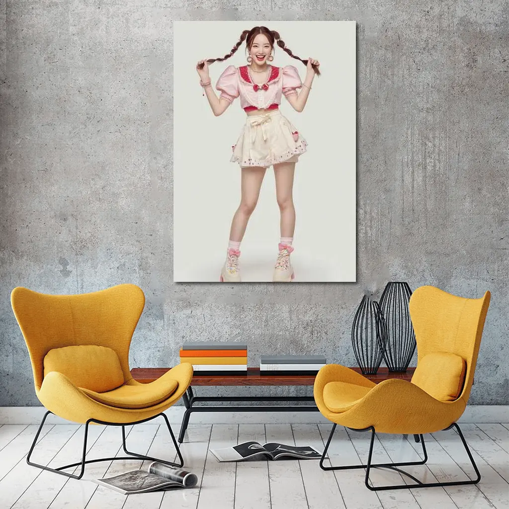 Cute Korean Girl Pink Sailor Outfit – Wall Art
