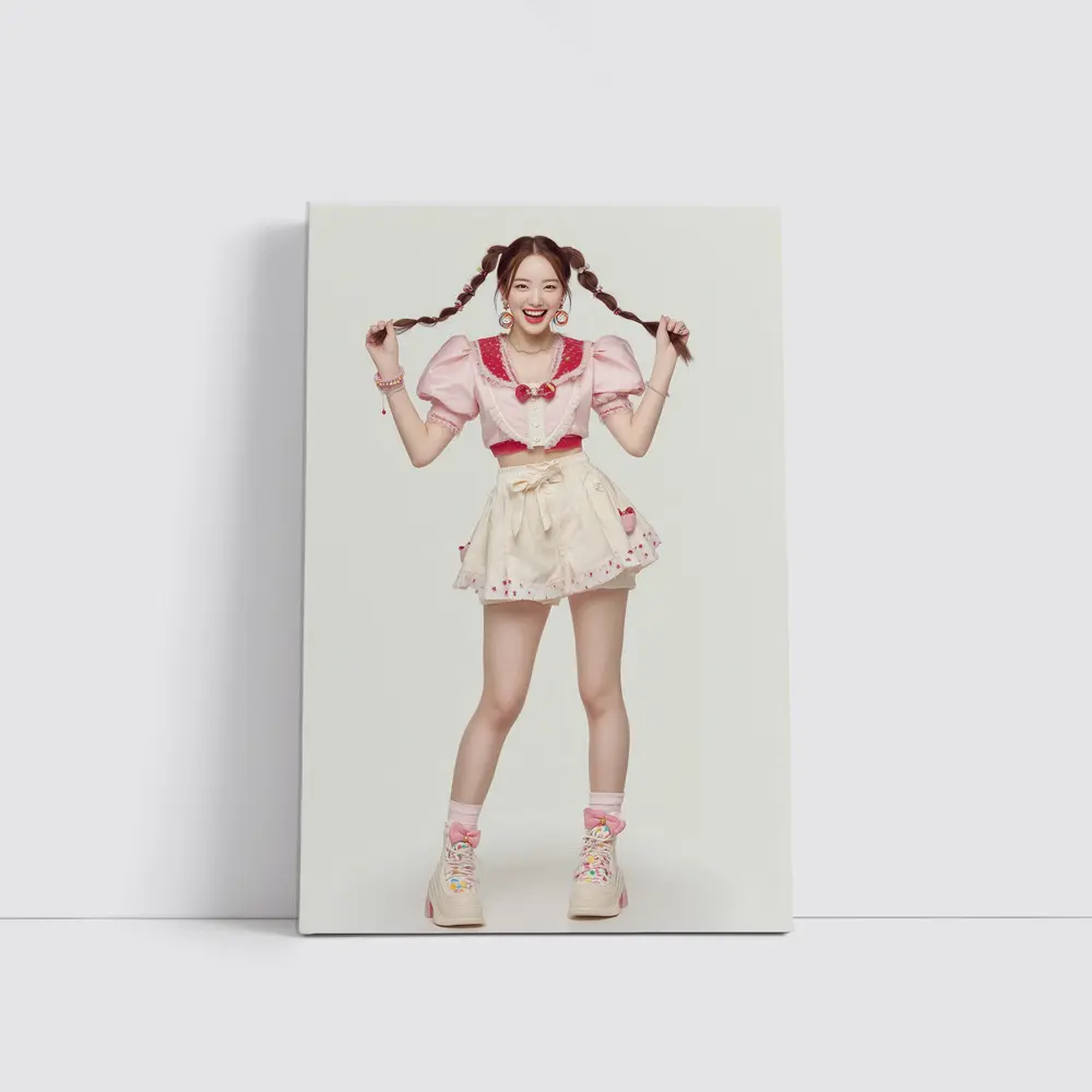 Cute Korean Girl Pink Sailor Outfit – Wall Art