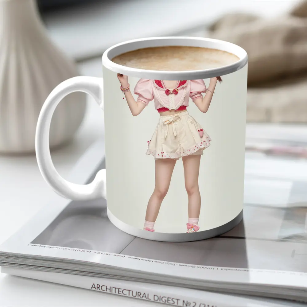 Cute Korean Girl Pink Sailor Outfit – Mugs