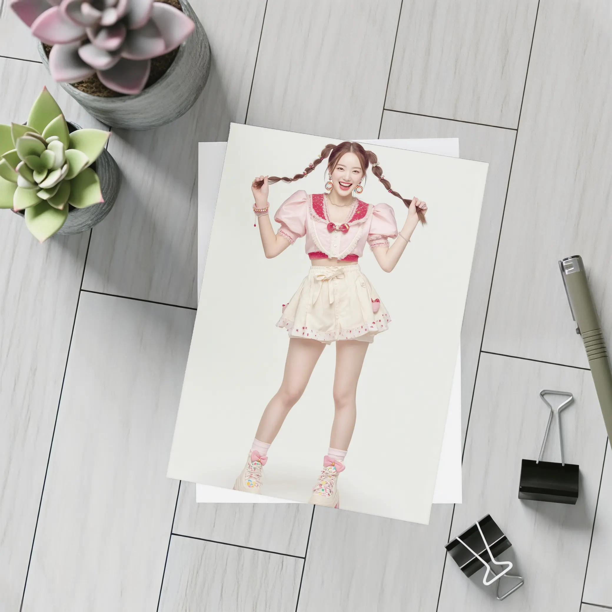 Cute Korean Girl Pink Sailor Outfit – Postcards