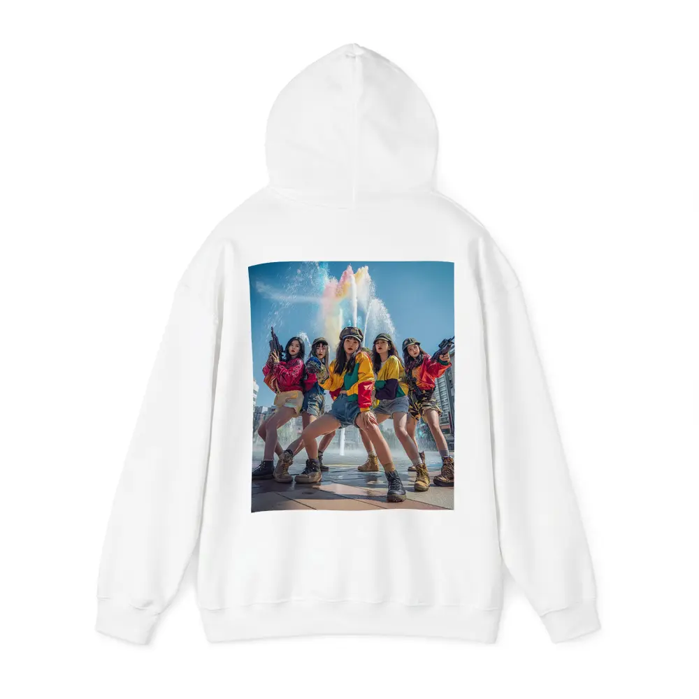 K-Pop Girls Squad Urban Fountain Scene – Hoodies