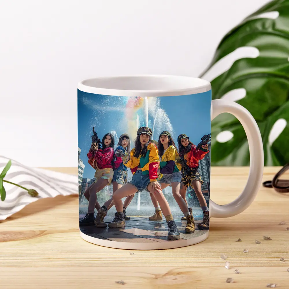 K-Pop Girls Squad Urban Fountain Scene – Mugs