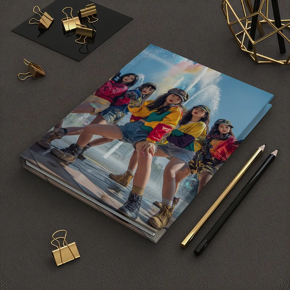 K-Pop Girls Squad Urban Fountain Scene – Notebooks