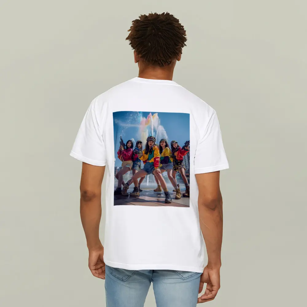 K-Pop Girls Squad Urban Fountain Scene – T-Shirts