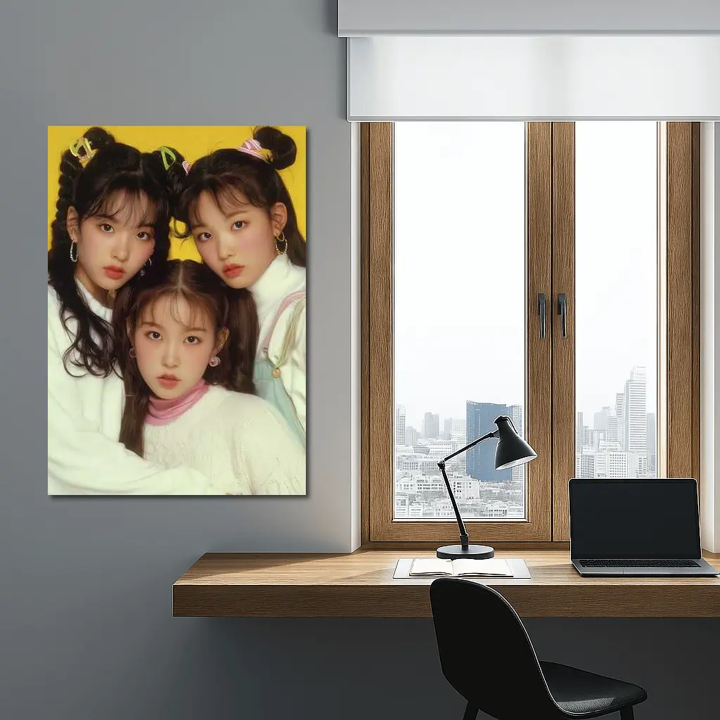 K Pop Girl Group Yellow Background Portrait – Wall Art