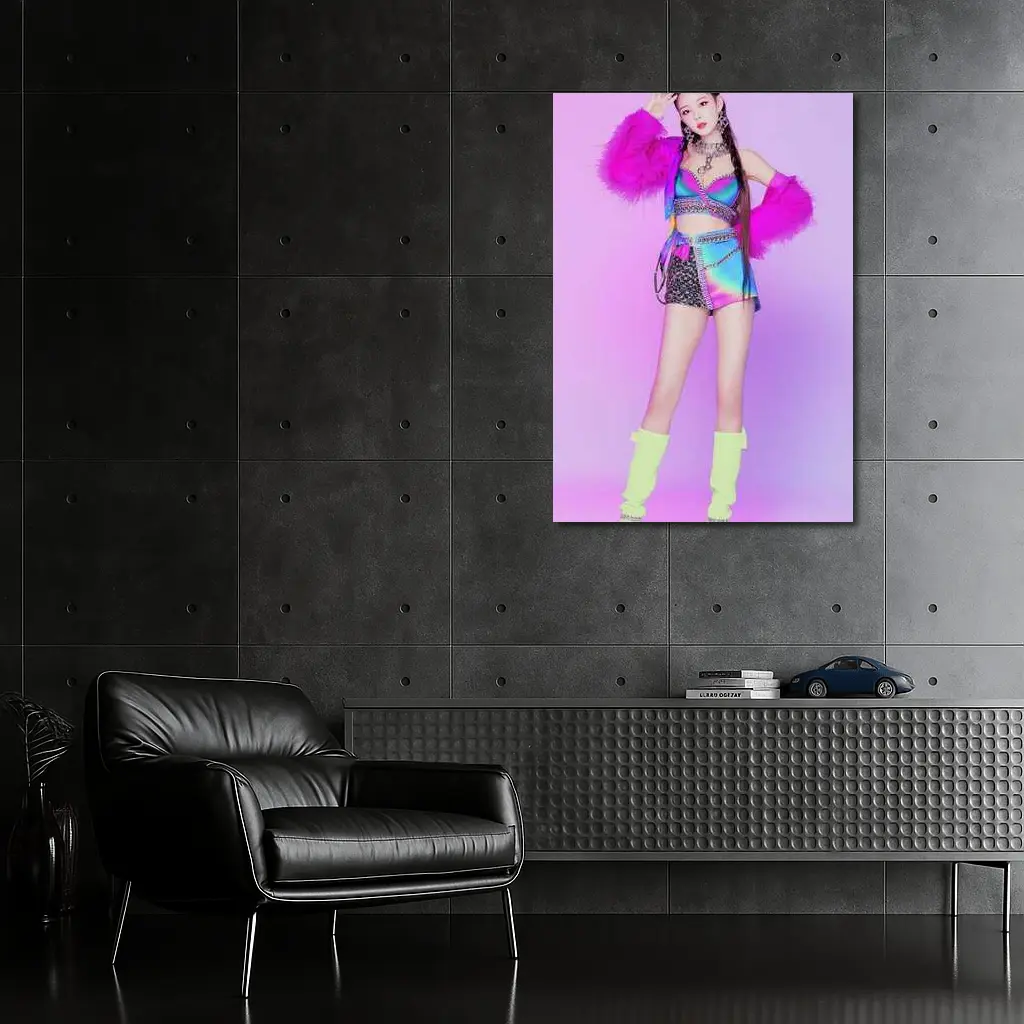 K-Pop Girl Colorful Fashion Purple Background – Wall Art