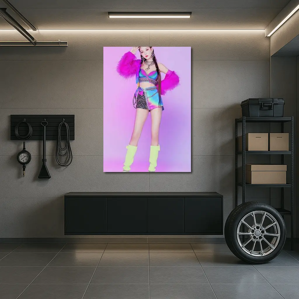 K-Pop Girl Colorful Fashion Purple Background – Wall Art