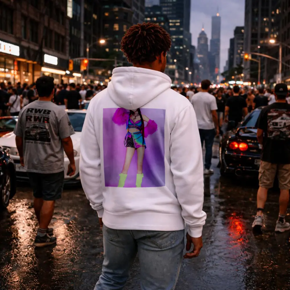 K-Pop Girl Colorful Fashion Purple Background – Hoodies