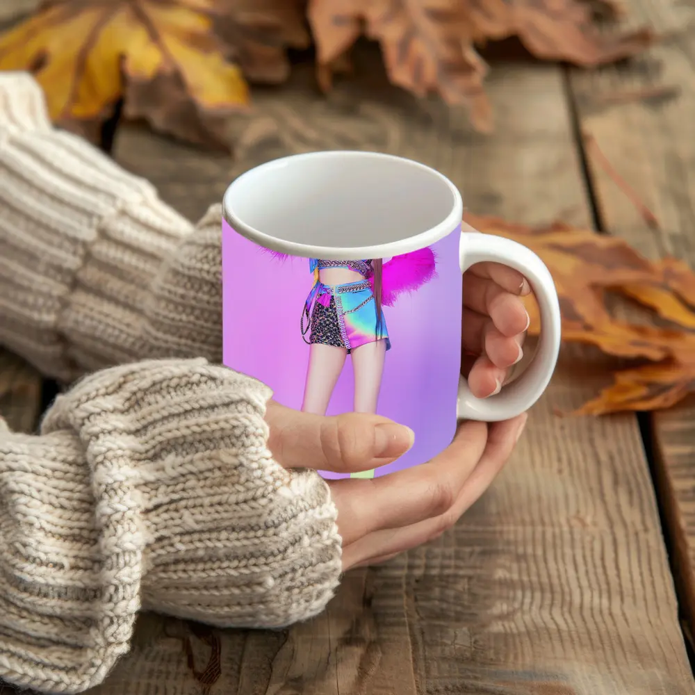 K-Pop Girl Colorful Fashion Purple Background – Mugs