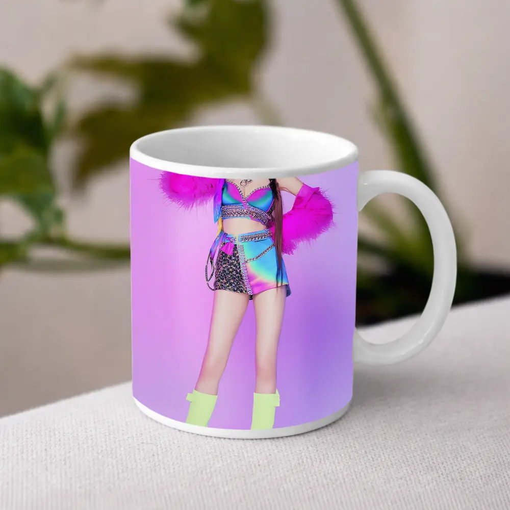 K-Pop Girl Colorful Fashion Purple Background – Mugs