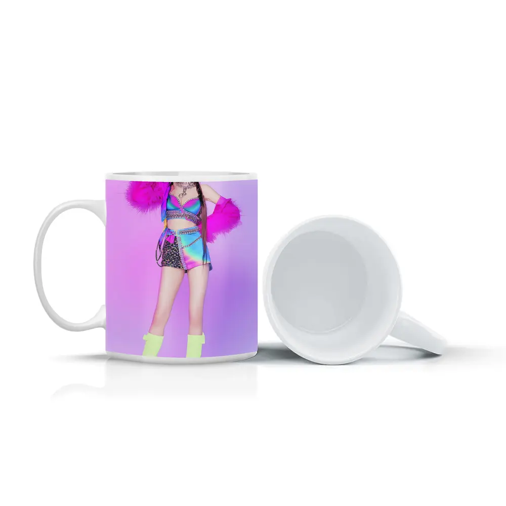 K-Pop Girl Colorful Fashion Purple Background – Mugs
