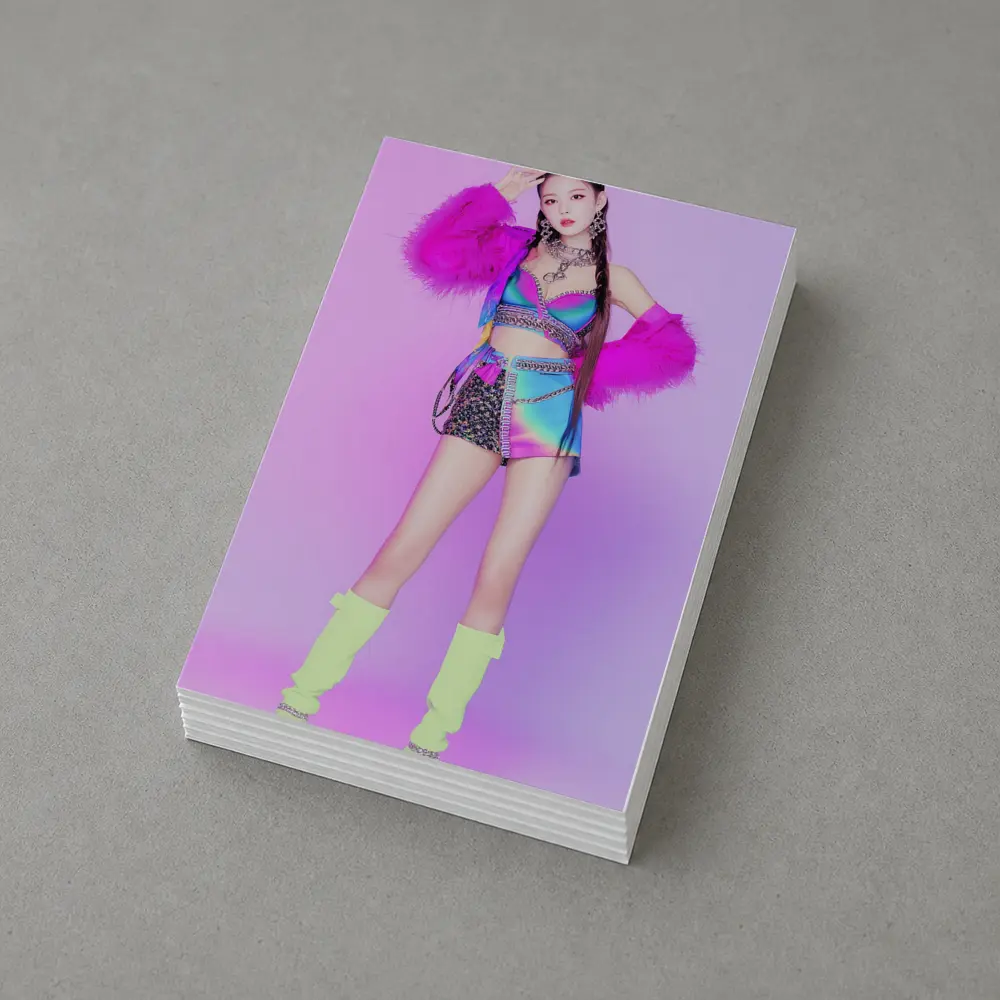 K-Pop Girl Colorful Fashion Purple Background – Postcards