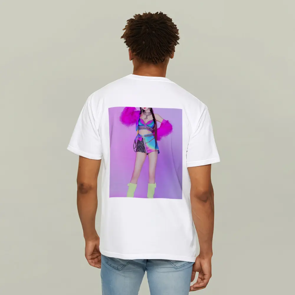 K-Pop Girl Colorful Fashion Purple Background – T-Shirts