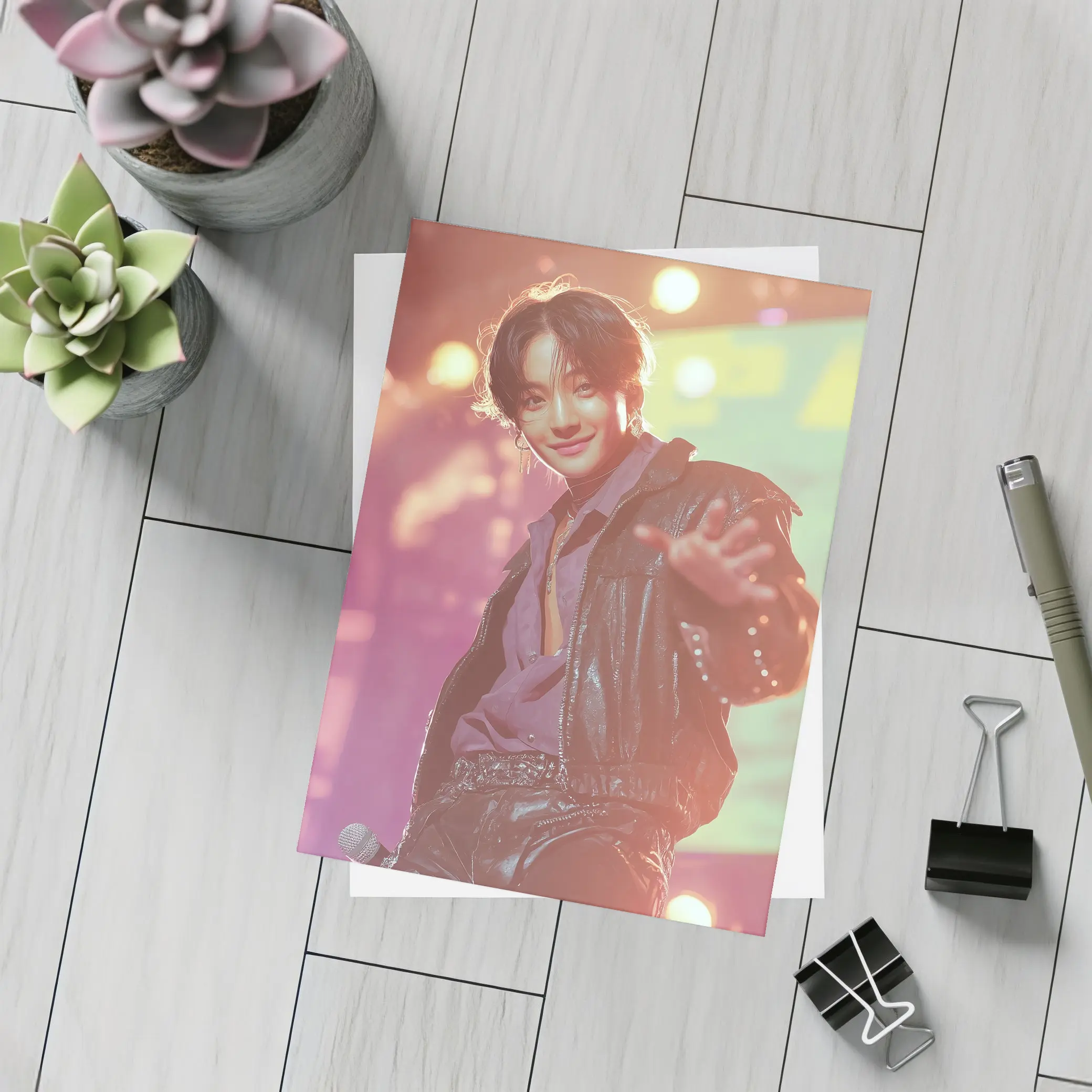 K-Pop Male Performer on Concert Stage – Postcards