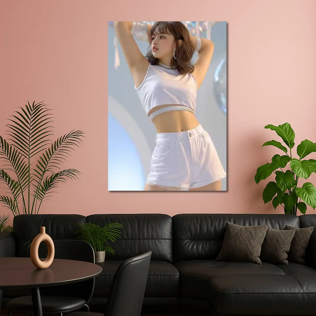 K-Pop Girl White Outfit Dance Pose – Wall Art