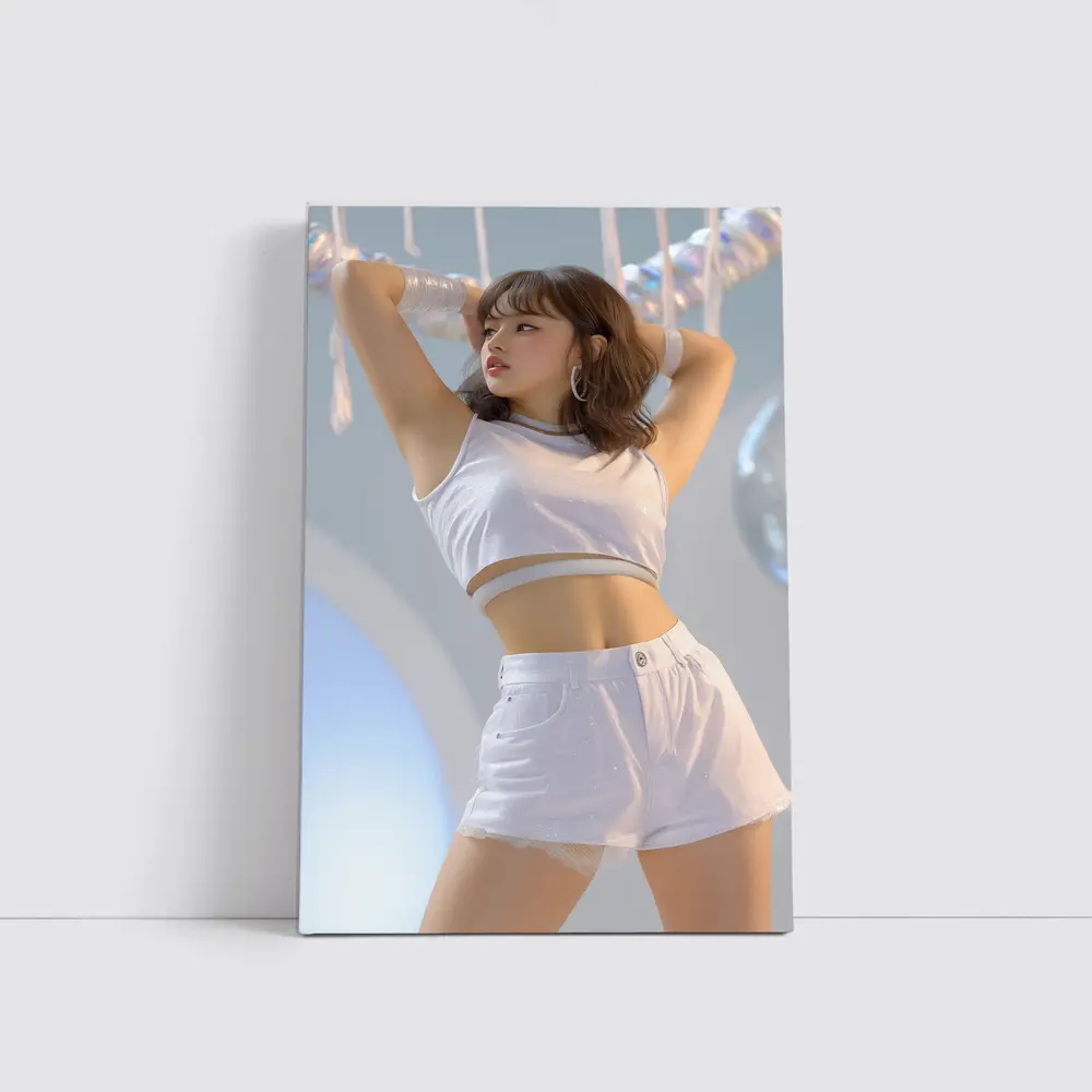 K-Pop Girl White Outfit Dance Pose – Wall Art