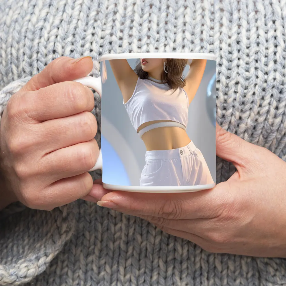 K-Pop Girl White Outfit Dance Pose – Mugs