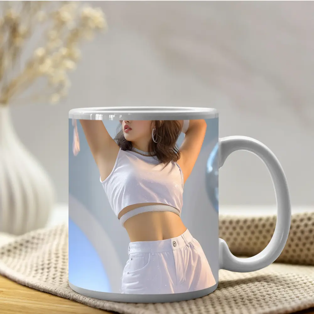 K-Pop Girl White Outfit Dance Pose – Mugs