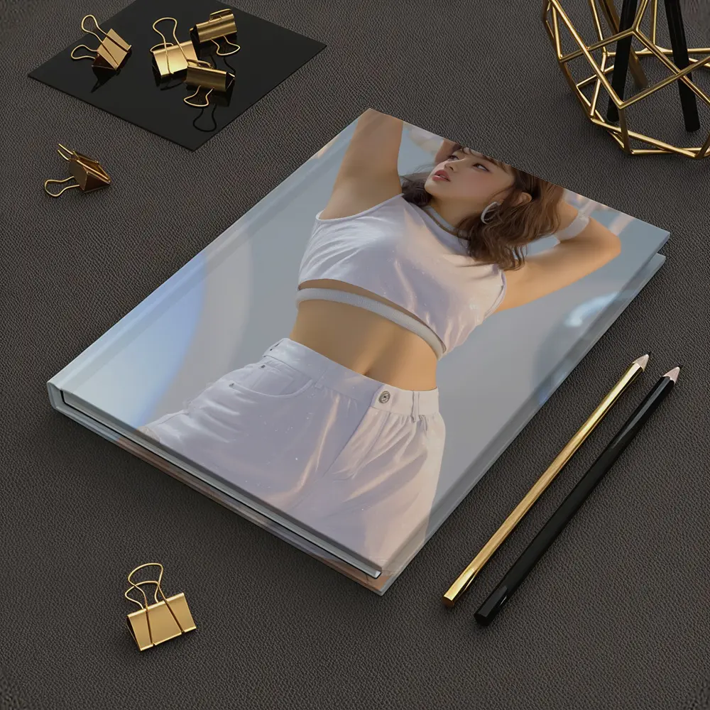 K-Pop Girl White Outfit Dance Pose – Notebooks