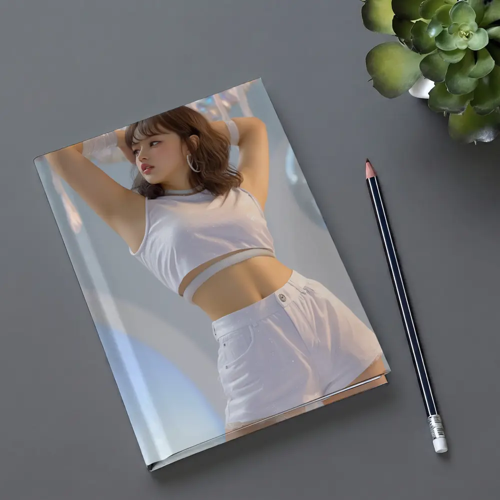 K-Pop Girl White Outfit Dance Pose – Notebooks