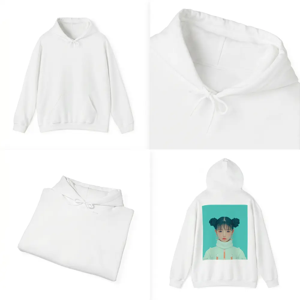 K-Pop Girl Space Jacket Teal Background – Hoodies