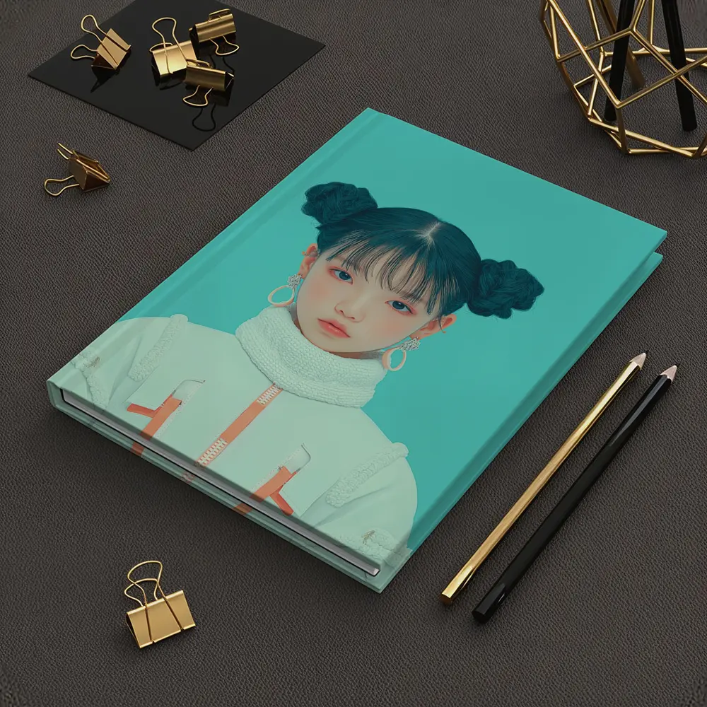 K-Pop Girl Space Jacket Teal Background – Notebooks