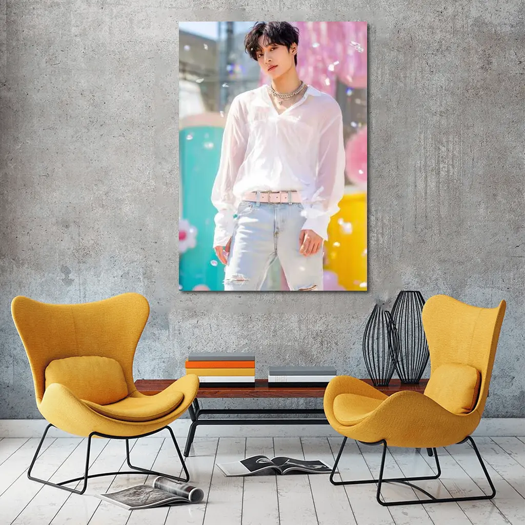 K-Pop Young Man Colorful Pastel Background – Wall Art