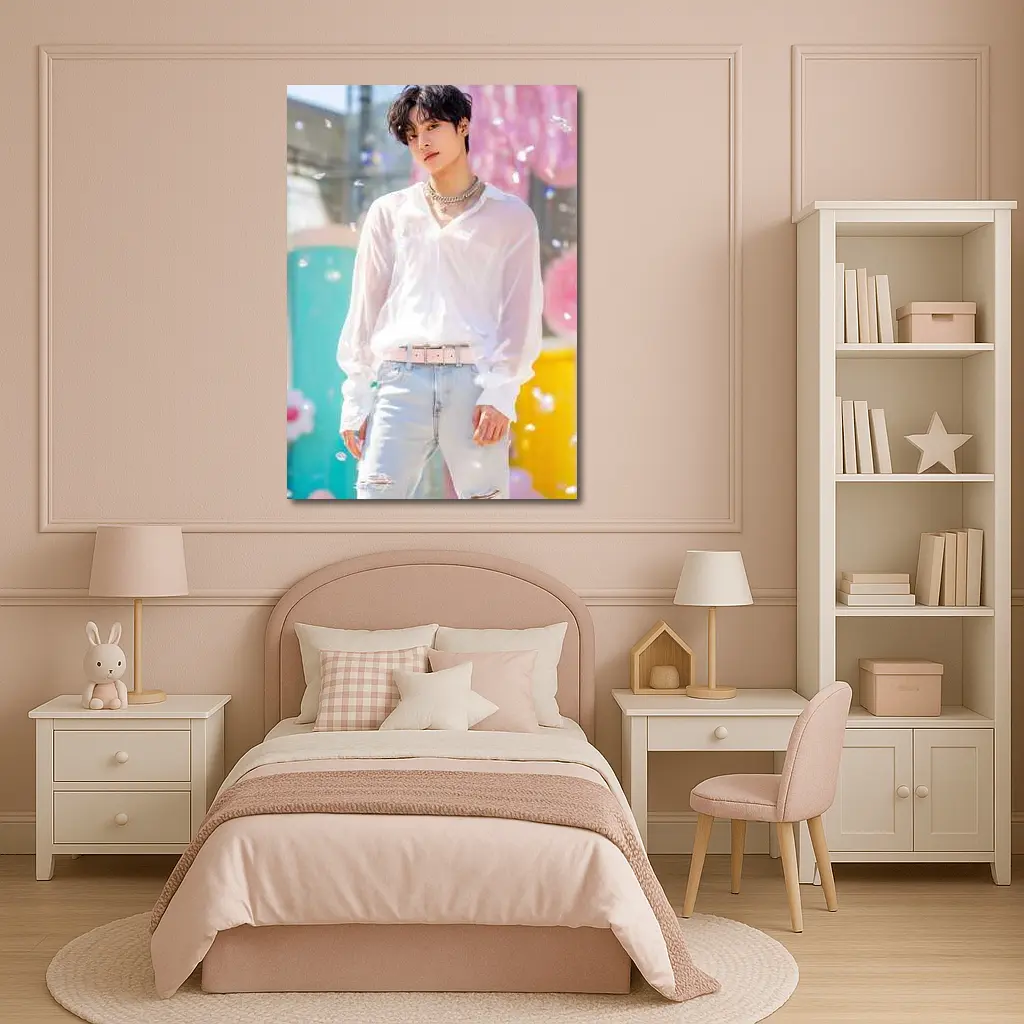 K-Pop Young Man Colorful Pastel Background – Wall Art