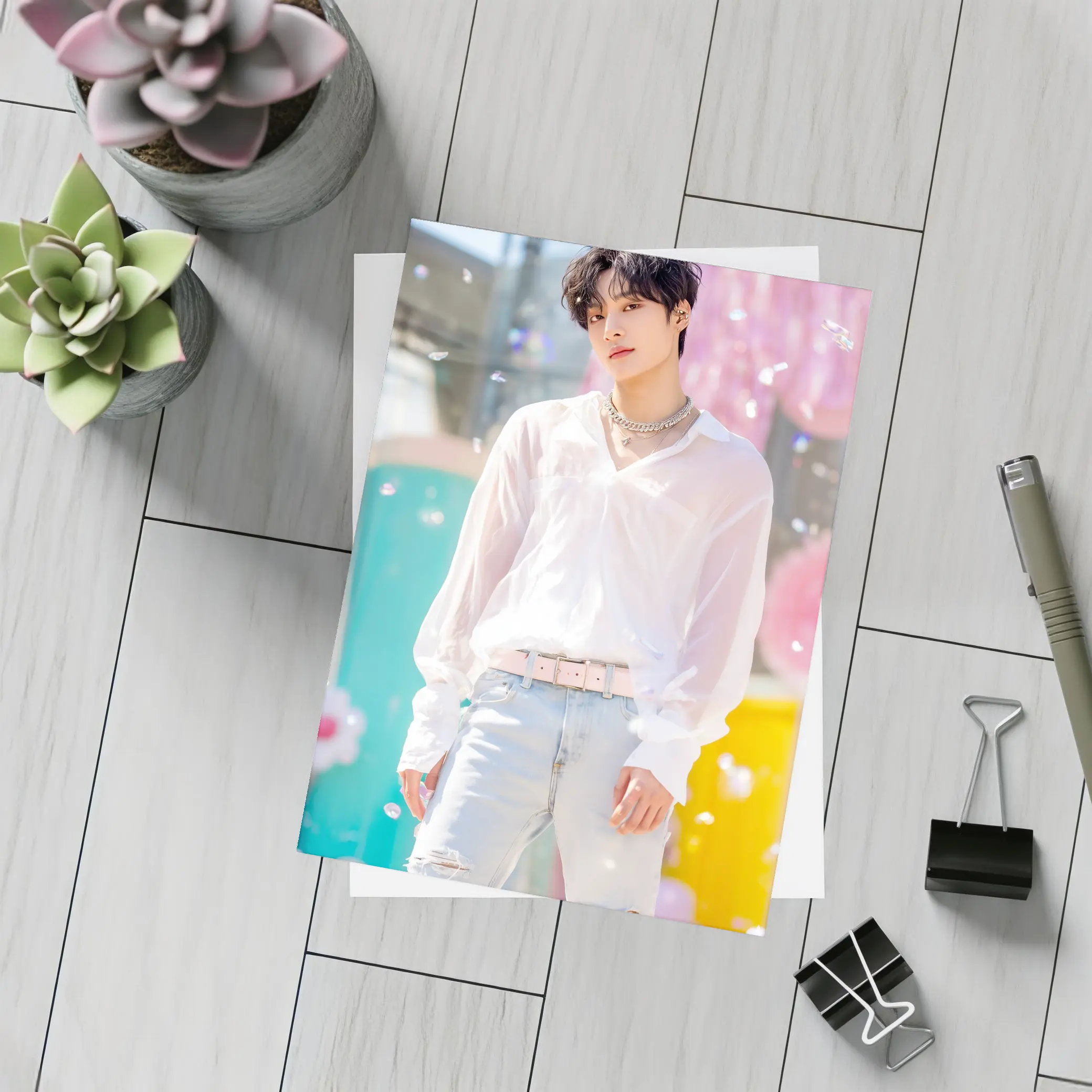 K-Pop Young Man Colorful Pastel Background – Postcards