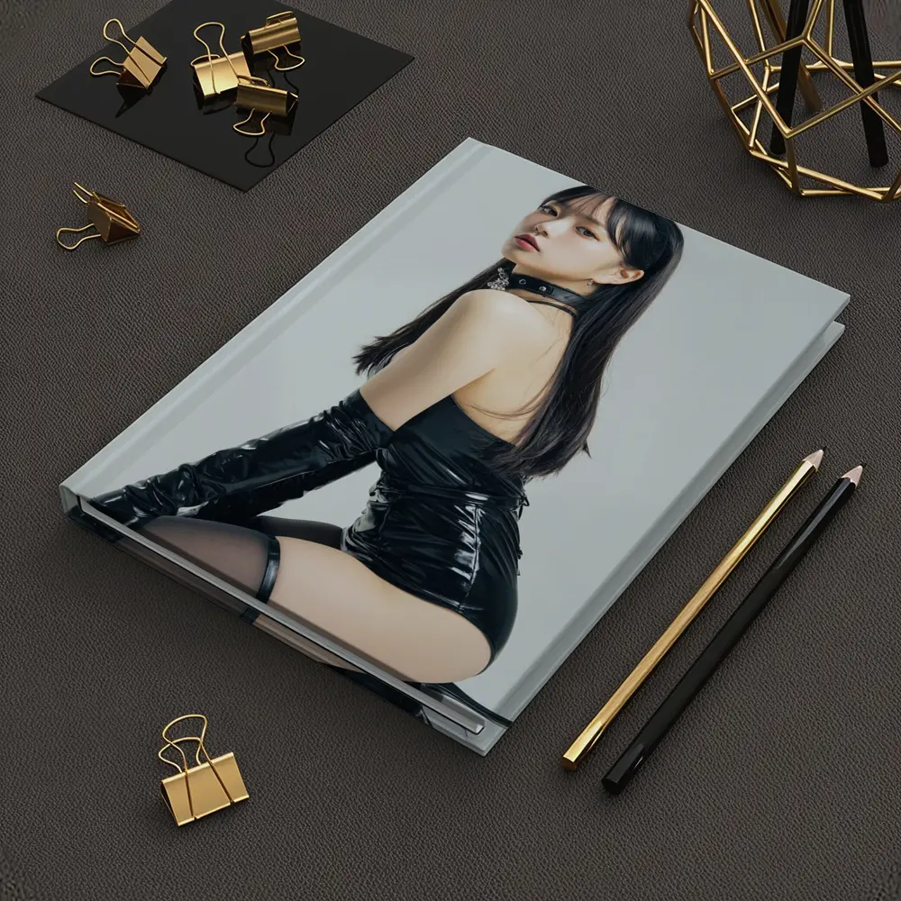 Bunny Girl Black Latex Costume White Background – Notebooks