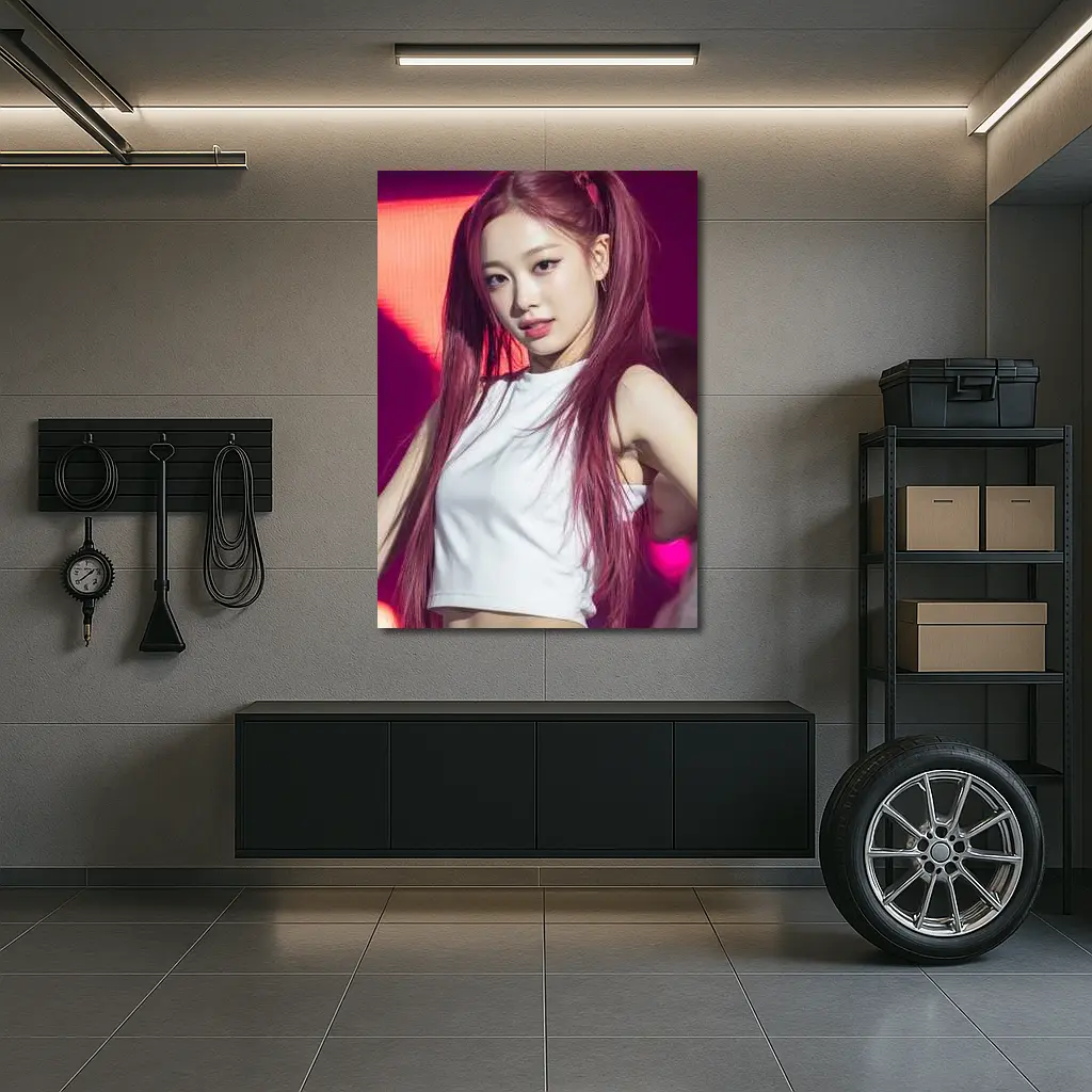 K-Pop Girl Pink Hair Stage Performance – Wall Art