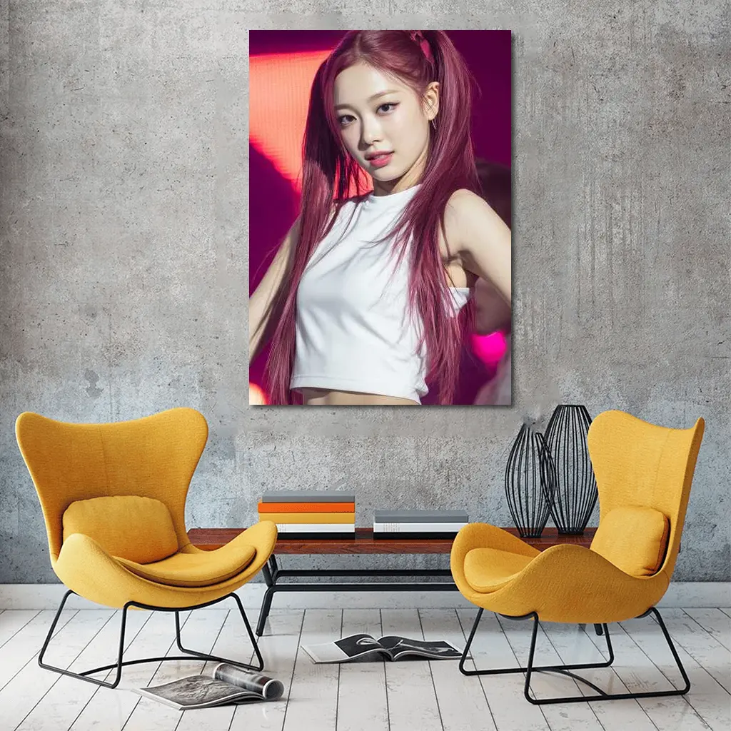 K-Pop Girl Pink Hair Stage Performance – Wall Art