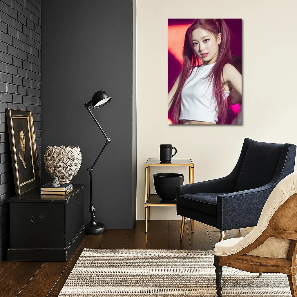 K-Pop Girl Pink Hair Stage Performance – Wall Art