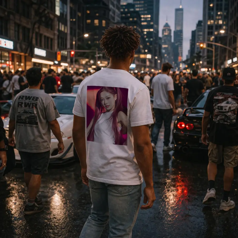 K-Pop Girl Pink Hair Stage Performance – T-Shirts