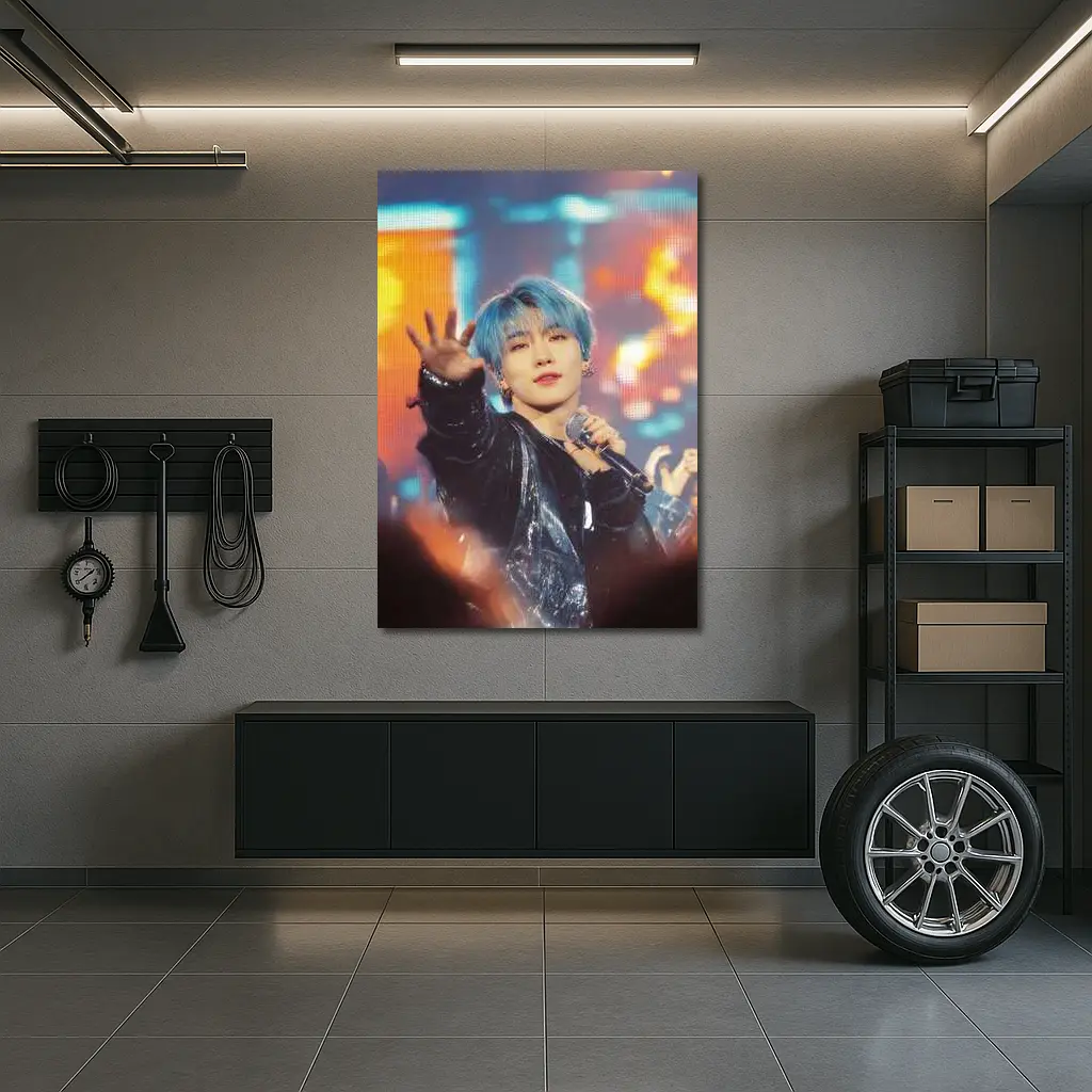 Blue Haired K-Pop Artist Stage Performance – Wall Art